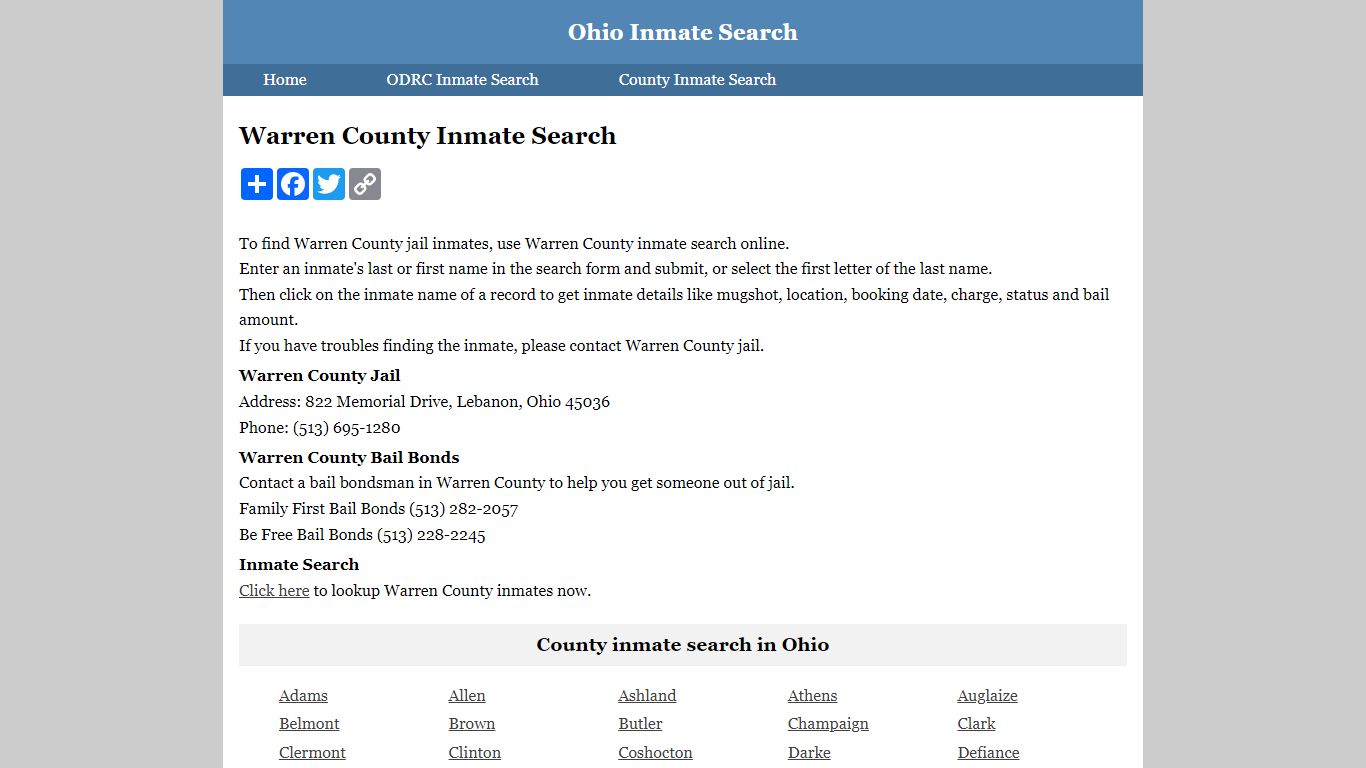 Warren County Inmate Search